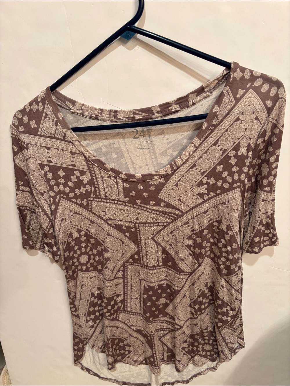 NWOT Maurices Casual Brown Paisley Short-Sleeve Women’s Top S